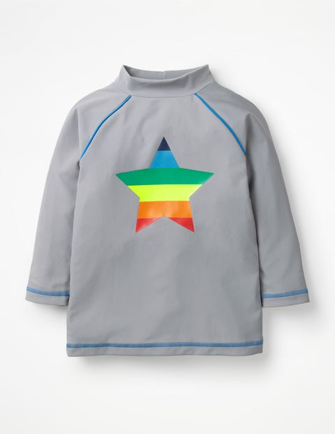 Logo Rash Guard - Misty Grey Rainbow Star Logo Rash Guard - Misty Grey Rainbow Star