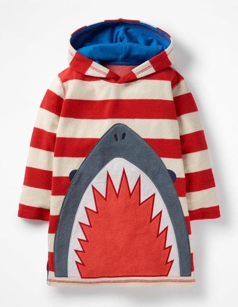 Towelling Throw-on - Beam Red/Ivory Appliqué Shark Towelling Throw-on - Beam Red/Ivory Appliqué Shark