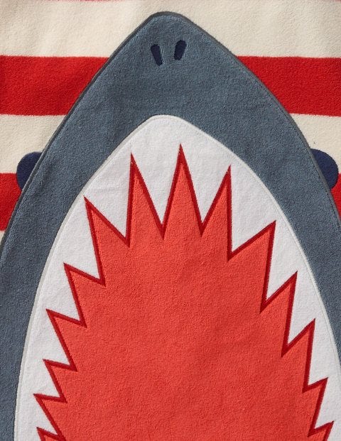 Towelling Throw-on - Beam Red/Ivory Appliqué Shark Towelling Throw-on - Beam Red/Ivory Appliqué Shark