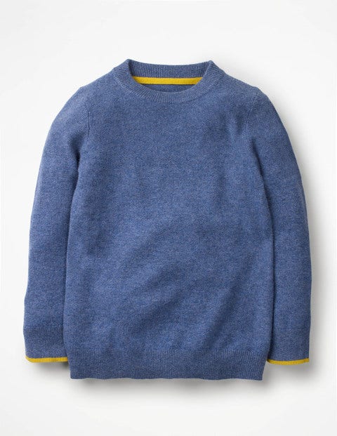 Kaschmirpullover Mit Rundhalsausschnitt - Jeansblau Meliert Kaschmirpullover Mit Rundhalsausschnitt - Jeansblau Meliert