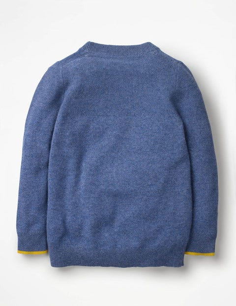 Kaschmirpullover Mit Rundhalsausschnitt - Jeansblau Meliert Kaschmirpullover Mit Rundhalsausschnitt - Jeansblau Meliert