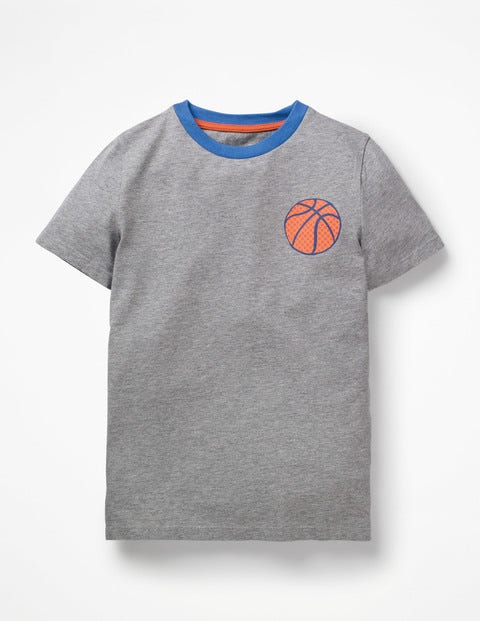 Printed Sports T-Shirt - Grey Marl Basketball Printed Sports T-Shirt - Grey Marl Basketball