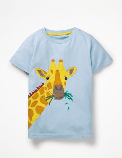 Big Animal Appliqué T-Shirt - Light Sky Blue Giraffe Big Animal Appliqué T-Shirt - Light Sky Blue Giraffe