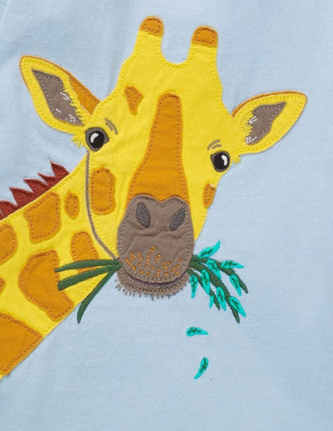 Big Animal Appliqué T-Shirt - Light Sky Blue Giraffe Big Animal Appliqué T-Shirt - Light Sky Blue Giraffe