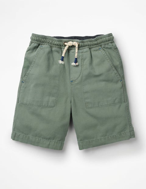 Washed Canvas Pull-On Shorts - Pottery Green Washed Canvas Pull-On Shorts - Pottery Green