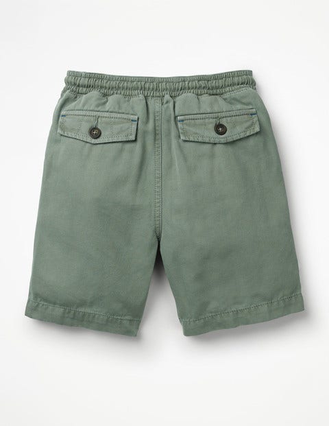 Washed Canvas Pull-On Shorts - Pottery Green Washed Canvas Pull-On Shorts - Pottery Green