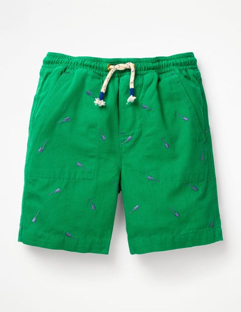 Washed Canvas Pull-On Shorts - Watercress Guitars Green Washed Canvas Pull-On Shorts - Watercress Guitars Green