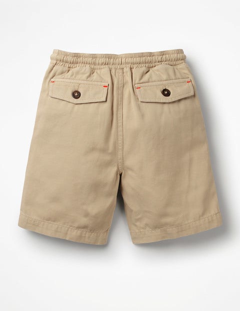 Washed Canvas Pull-On Shorts - Stone Washed Canvas Pull-On Shorts - Stone