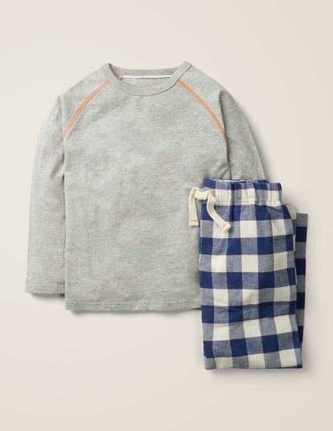 Raglan Brushed Pyjama Set - Starboard Blue/Ivory Gingham Raglan Brushed Pyjama Set - Starboard Blue/Ivory Gingham