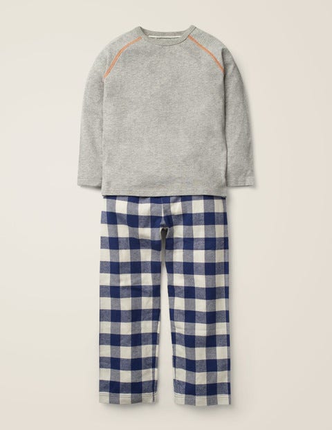 Raglan Brushed Pyjama Set - Starboard Blue/Ivory Gingham Raglan Brushed Pyjama Set - Starboard Blue/Ivory Gingham