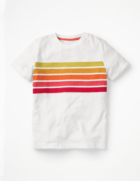 Vorgewaschenes T-Shirt Aus Flammgarn - Weiß/Orange, Sonnenuntergang Vorgewaschenes T-Shirt Aus Flammgarn - Weiß/Orange, Sonnenuntergang