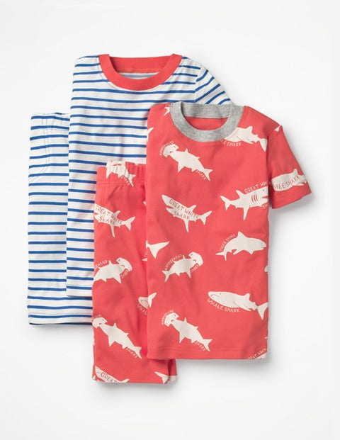 Twin Pack Short John Pajama - Jam Red Sharktastic Twin Pack Short John Pajama - Jam Red Sharktastic