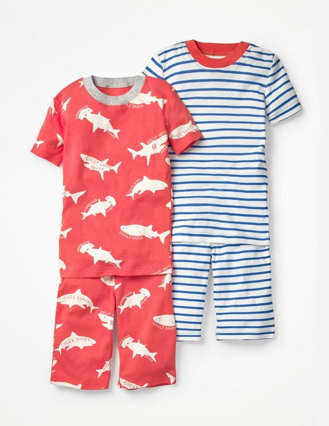 Twin Pack Short John Pajama - Jam Red Sharktastic Twin Pack Short John Pajama - Jam Red Sharktastic
