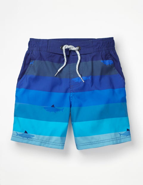 Board Shorts - Blue Multi Swimming Shark Board Shorts - Blue Multi Swimming Shark
