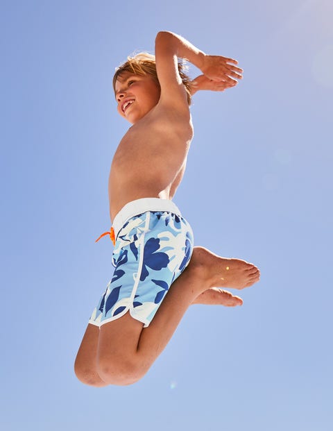 Surf Shorts - Blue Painted Hawaiian Surf Shorts - Blue Painted Hawaiian