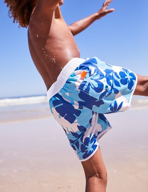 Surf Shorts - Blue Painted Hawaiian Surf Shorts - Blue Painted Hawaiian