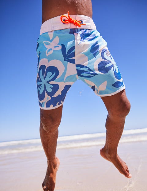 Surf Shorts - Blue Painted Hawaiian Surf Shorts - Blue Painted Hawaiian