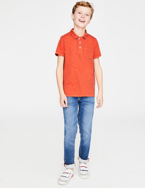 Stückgefärbtes Jersey-Poloshirt - Tropisches Orange Stückgefärbtes Jersey-Poloshirt - Tropisches Orange