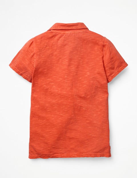 Stückgefärbtes Jersey-Poloshirt - Tropisches Orange Stückgefärbtes Jersey-Poloshirt - Tropisches Orange