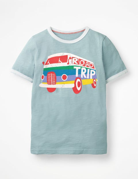 Graphic Slogan T-Shirt - Mineral Blue Campervan Graphic Slogan T-Shirt - Mineral Blue Campervan