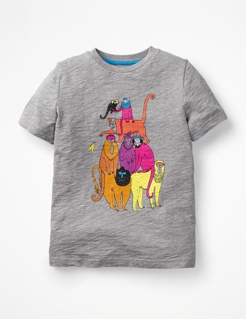 T-Shirt Mit Tiermotiv - Grau Meliert, Affen T-Shirt Mit Tiermotiv - Grau Meliert, Affen