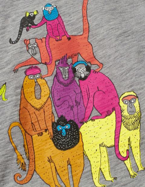 T-Shirt Mit Tiermotiv - Grau Meliert, Affen T-Shirt Mit Tiermotiv - Grau Meliert, Affen