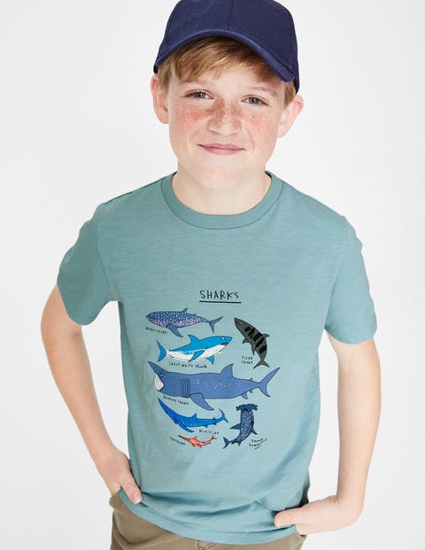 Animal Graphic T-Shirt - Mineral Blue Sharks Animal Graphic T-Shirt - Mineral Blue Sharks