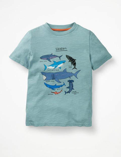Animal Graphic T-Shirt - Mineral Blue Sharks Animal Graphic T-Shirt - Mineral Blue Sharks