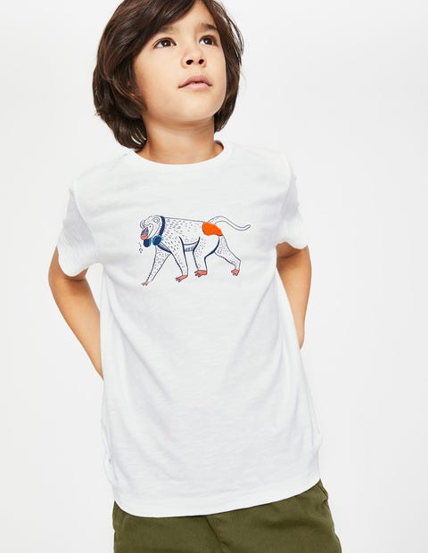 Animal Graphic T-Shirt - White Baboon Animal Graphic T-Shirt - White Baboon