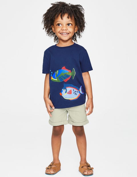 Animal Appliqué T-Shirt - College Blue Fish Animal Appliqué T-Shirt - College Blue Fish