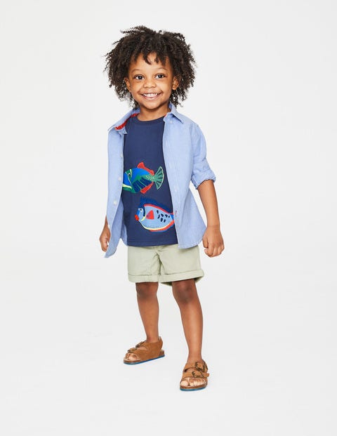 Animal Appliqué T-Shirt - College Blue Fish Animal Appliqué T-Shirt - College Blue Fish