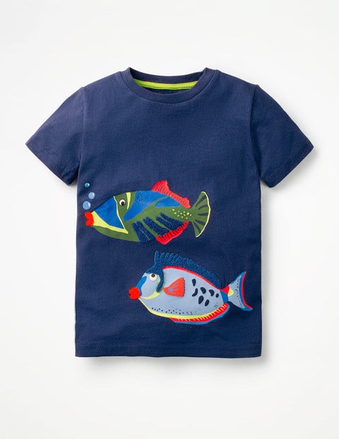 Animal Appliqué T-Shirt - College Blue Fish Animal Appliqué T-Shirt - College Blue Fish