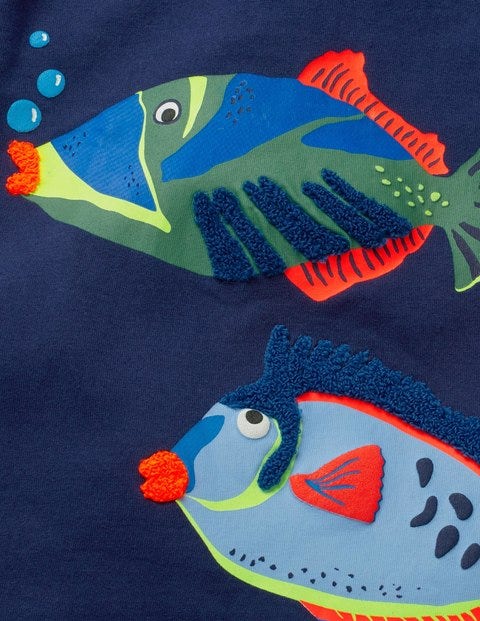 Animal Appliqué T-Shirt - College Blue Fish Animal Appliqué T-Shirt - College Blue Fish
