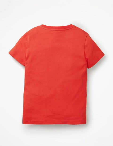 T-Shirt Mit Tierapplikation - Tropisches Korallenorange, Schildkröte T-Shirt Mit Tierapplikation - Tropisches Korallenorange, Schildkröte