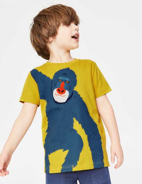 Animal Appliqué T-Shirt - Mimosa Yellow Ape Animal Appliqué T-Shirt - Mimosa Yellow Ape