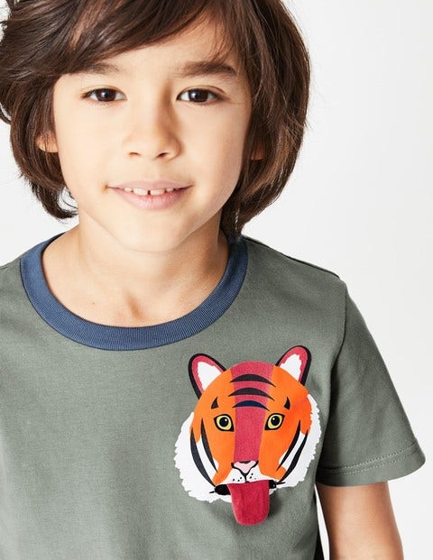 Animal Pocket T-shirt - Pottery Green Tiger Animal Pocket T-shirt - Pottery Green Tiger