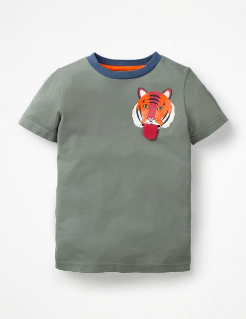 Animal Pocket T-shirt - Pottery Green Tiger Animal Pocket T-shirt - Pottery Green Tiger