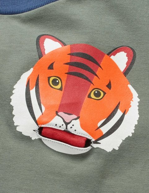 Animal Pocket T-shirt - Pottery Green Tiger Animal Pocket T-shirt - Pottery Green Tiger