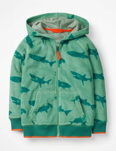 Towelling Zip-Up Hoodie - Patina Green Sharktastic Towelling Zip-Up Hoodie - Patina Green Sharktastic