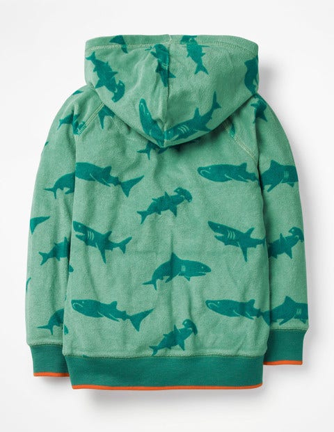 Towelling Zip-Up Hoodie - Patina Green Sharktastic Towelling Zip-Up Hoodie - Patina Green Sharktastic