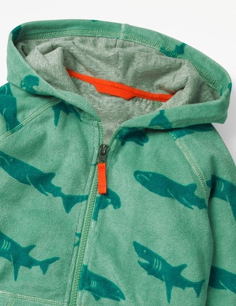 Towelling Zip-Up Hoodie - Patina Green Sharktastic Towelling Zip-Up Hoodie - Patina Green Sharktastic
