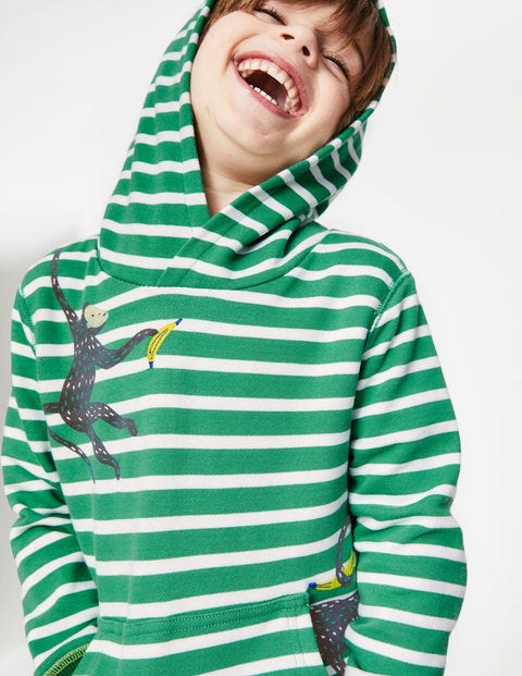 Sweat À Capuche Avec Poche Amusante - Singe vert jungle/blanc Sweat À Capuche Avec Poche Amusante - Singe vert jungle/blanc