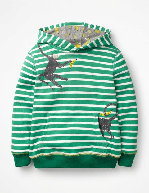 Sweat À Capuche Avec Poche Amusante - Singe vert jungle/blanc Sweat À Capuche Avec Poche Amusante - Singe vert jungle/blanc