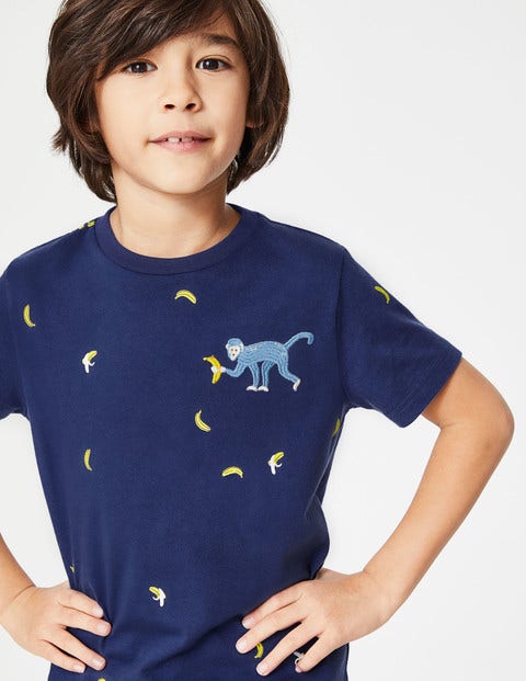 Embroidered Creature T-Shirt - Starboard Blue Monkey Embroidered Creature T-Shirt - Starboard Blue Monkey