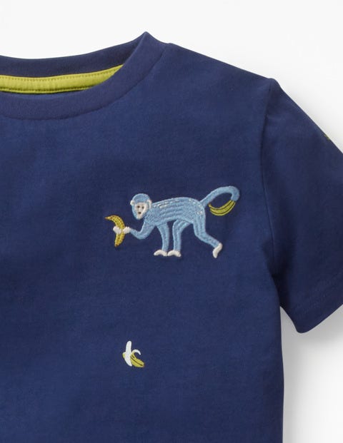Embroidered Creature T-Shirt - Starboard Blue Monkey Embroidered Creature T-Shirt - Starboard Blue Monkey
