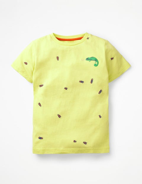 T-Shirt Avec Créature Brodée - Jaune sorbet citron avec caméléon T-Shirt Avec Créature Brodée - Jaune sorbet citron avec caméléon