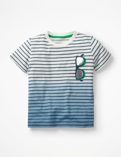 Dip Dye T Shirt Mit Aufdruck Weiss Lagunenblau Sonnenbrille