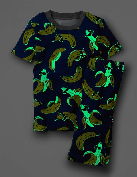 Glow-In-The-Dark Short Pajamas - Duke Blue Dude Bananas Glow-In-The-Dark Short Pajamas - Duke Blue Dude Bananas