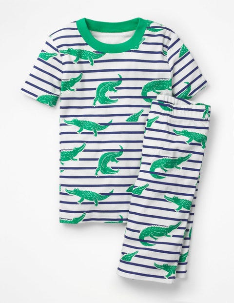 Glow-In-The-Dark Short Pajamas - Astro Green Croccodiles Glow-In-The-Dark Short Pajamas - Astro Green Croccodiles