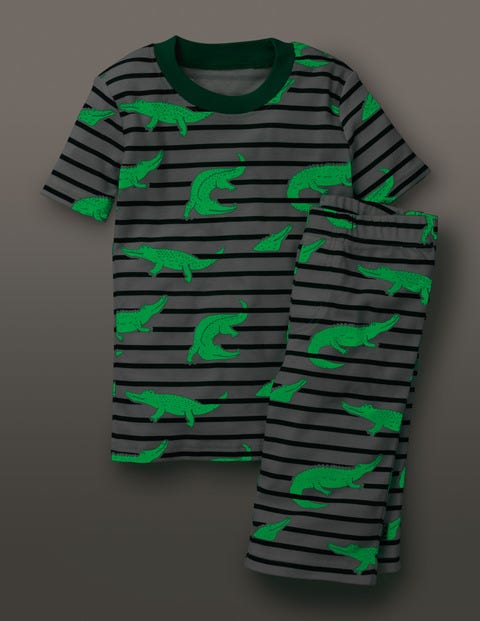 Glow-In-The-Dark Short Pajamas - Astro Green Croccodiles Glow-In-The-Dark Short Pajamas - Astro Green Croccodiles